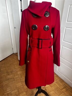 Soia & Kyo Red 80% Wool Belted Double Breasted Coat P/S
